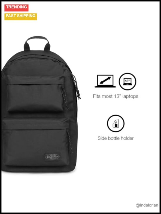 24L Padded Double Backpack with Laptop Sleeve, Bottle Holder, Polyester main image 3